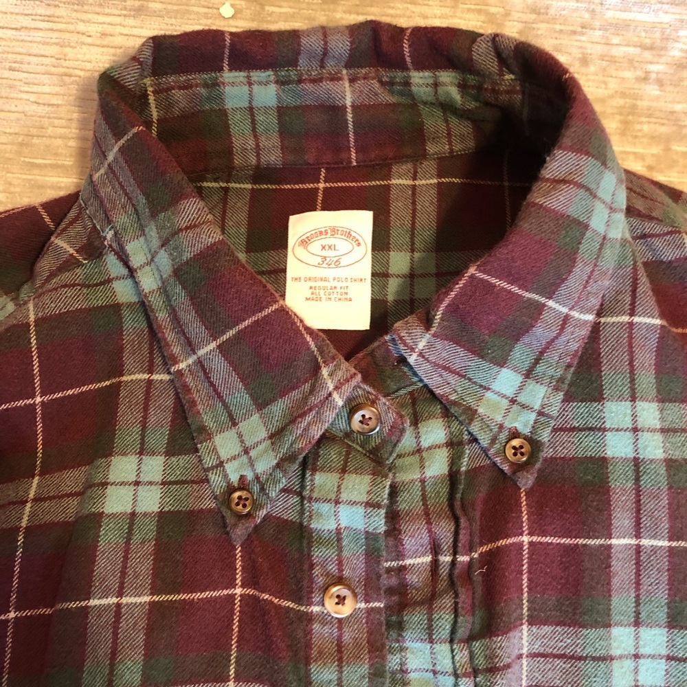 Vintage Brooks Brothers XXL Color Block Flannel Plaid Button Down